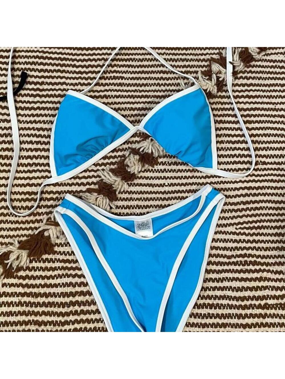 Wild Fable blue with white contrast bikini set